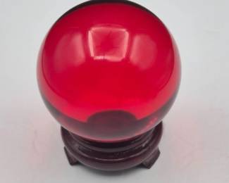 32 IntenseRedCrystalOrb4andDisplayStand