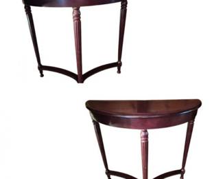 80 VintageBombayCompanyHalfMoonDemiLuneAccentTablePair