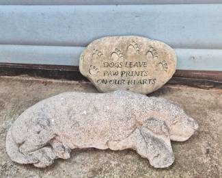 158 CastCementSleepingDogRockShapedPlaque