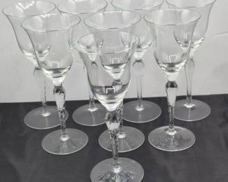54 Setof8ElegantCrystalWineGlasseswithTwistStems