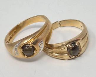 19 Pairof10kGoldCatsEyeSapphireRingsRead