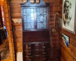 55 VintageSkandiaMahoganySecretaryDeskGlassDisplayCabinet