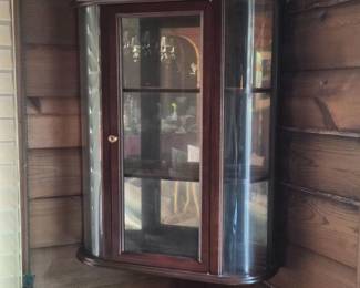50 CherryFinishGlassWallorTabletopCurioCabinet