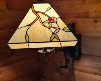 178 WallMountedStainedGlassLampPair