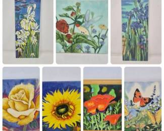 150 GlazedTileArtFlowersButterfliesHummingbird