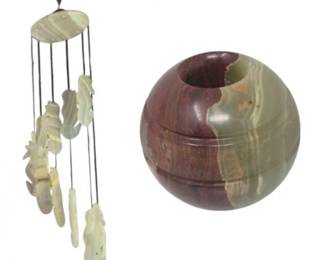 176 AlabasterSeahorseWindchimeMobileBulbCandleholder