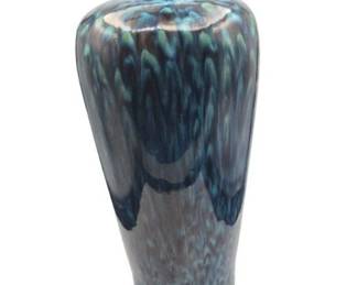 94 PeacockTealBlueDripGlazeCeramicVase