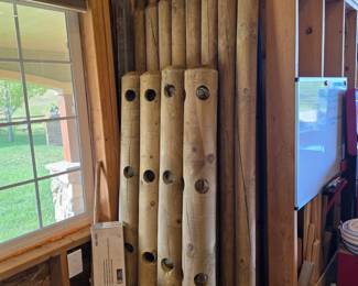 wooden fence components used to build a doweled-rail fence