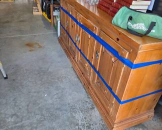  rustic wooden sideboard or buffet (also frequently called a credenza).