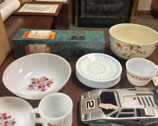 Pyrex Snowflake Winter Garden Plates, Hull Pottery, Corelle