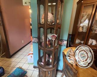 Hexagonal Wood-Framed Curio Cabinet - Can be sold ahead of sale