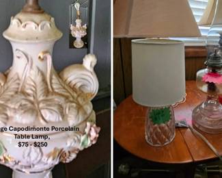 Vintage Capodimonte Porcelain Table Lamp