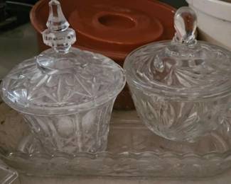 Crystal Suger Creamer Set serving tray