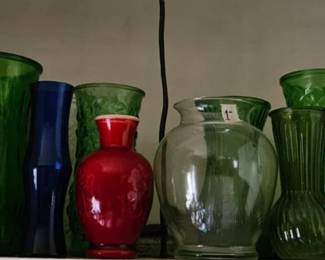 Clear Green Blue Vases