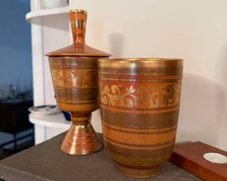 Living Room: vintage pottery