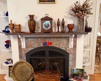 Living Room: Copper boiler, brass tray, local books & Colgate yearbooks