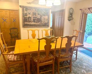 Farmhouse Dining Table 6 Ladderback Chairs