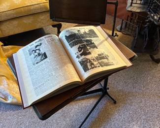 Rolling antique work station side table