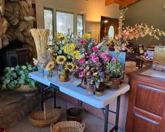 Baskets & silk flower arrangements