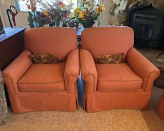 Feather stuffed upholstered chairs