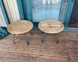 2 teak side tables