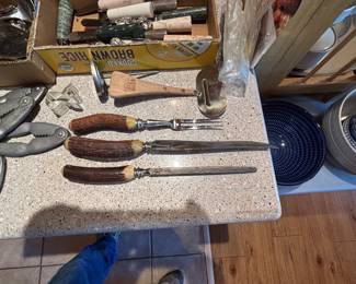 Antler handle carving set