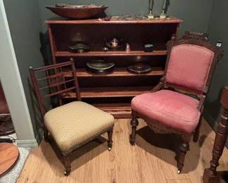 Eastlake chair Nursing chair book shelf knick knacks