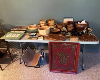 Wood bowls & trivets, ceramic dishes & cups