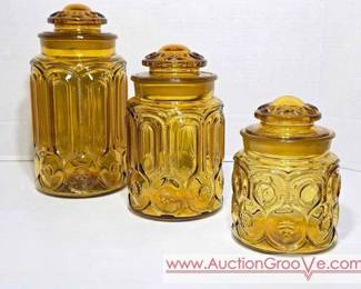 Moon and Star Amber Glass Jars