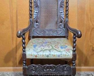 1 ORNATE Antique Chair with NEEDLEPOINT Seat