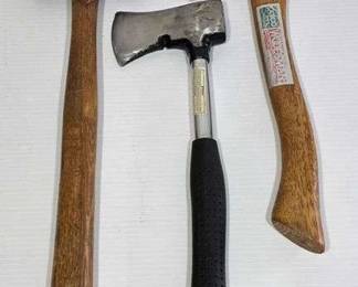 Craftsman Wooden Shafted Drilling Hammer and Two Hatchets
