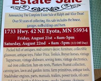 Estate sale listing