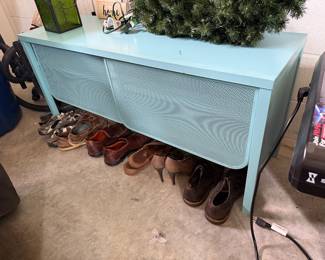 #47 Teal metal cabinet 48x16x22 $65
