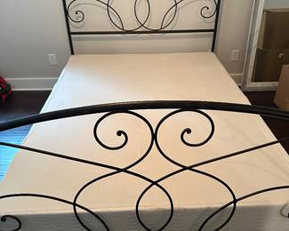 #21 Queen Black iron bed w/boxspring $150