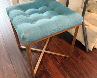 #41 Teal upholstered stool 16x17 $60