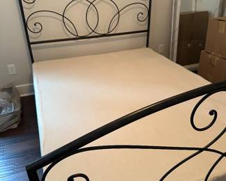 #21 Queen Black iron bed w/boxspring $150