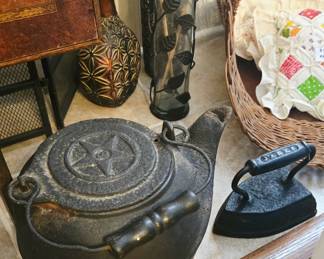 Cast Iron Kettle and Iron