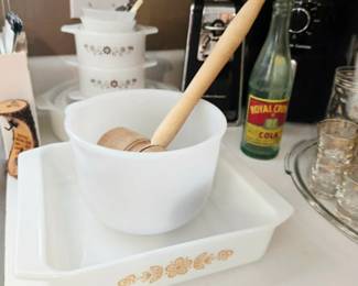 Pyres, Glasbake, and Milk Glass Mixing Bowl