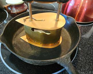Brass Coal Iron and Cast Iron Skillet