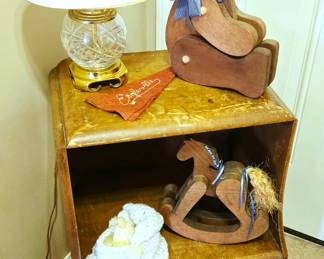 Vintage End Table with wood decor