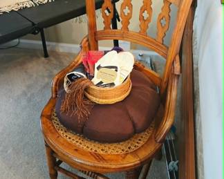 Vintage Walnut Cane Seat Chair