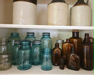Vintage Crocks, Ball Jars, and Apothecary Bottles