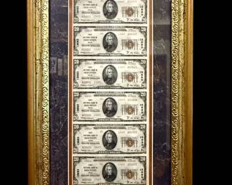 First National Bank - Houston - Set of of Uncut $20 bank notes #1-6