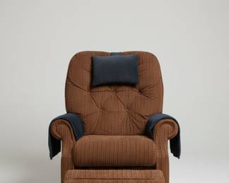Brown Corduroy Manual Recliner with Protective Covers