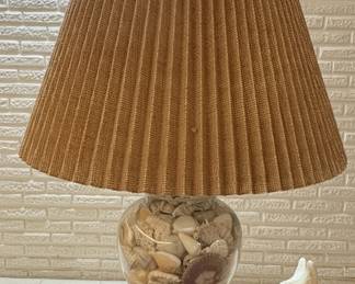 Vintage Seashell Filled Glass Table Lamp