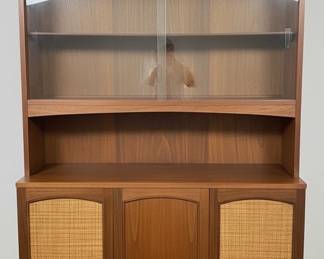 Lane Rhythm Mid-Century Walnut and Cane China Cabinet