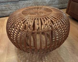 Vintage Franco Albini Style Rattan Ottoman / Pouf