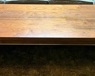 Mid-Century Modern Walnut Coffee Table with Metallic Accent