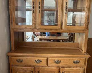 Traditional Oak China Cabinet Hutch