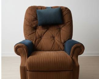 Brown Corduroy Manual Recliner with Protective Covers